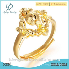 Hand made size adjustable Irregular style 18k gold plating rings for girl